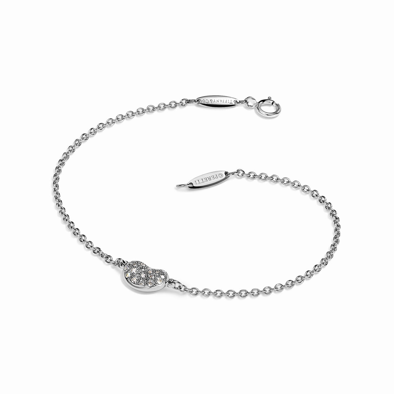 Bracelet Bean en platine et diamants.