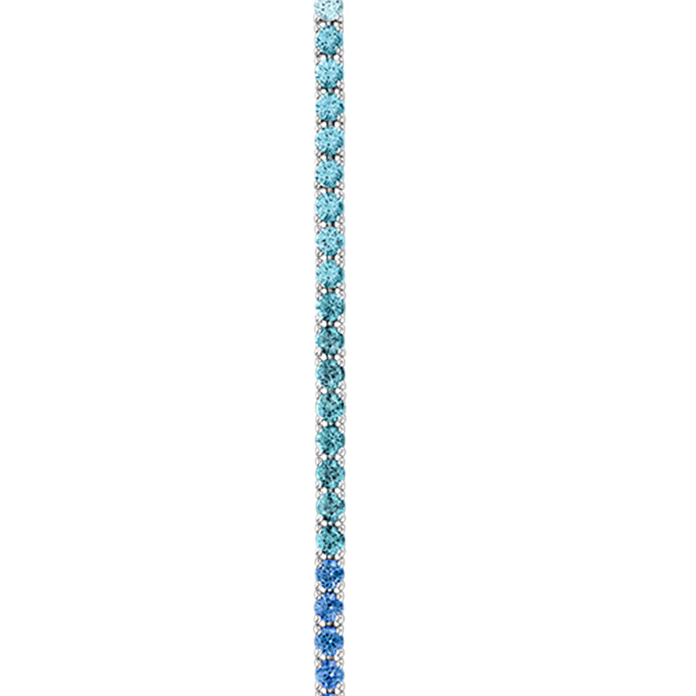 Grand modèle ligne pavée de pierres de couleurs et embouts en or blanc 750/1000e