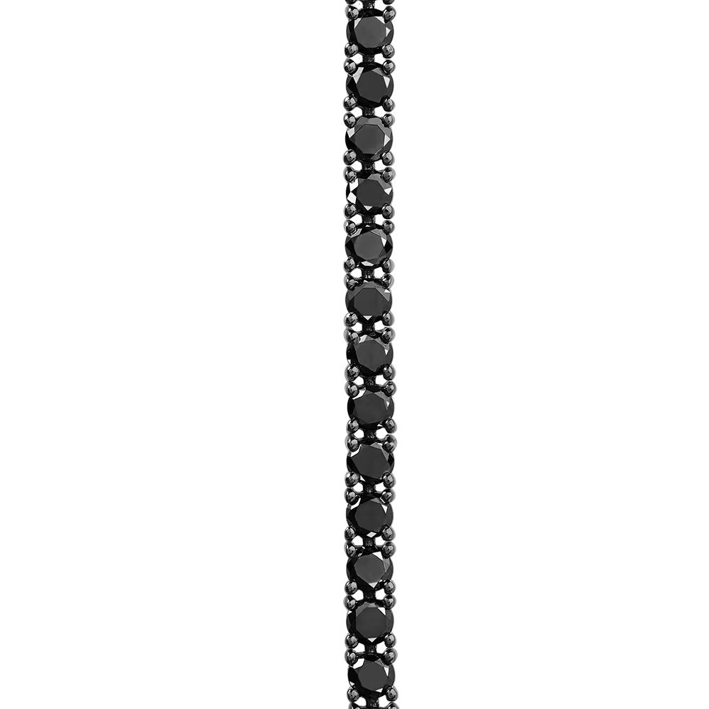 Bracelet ligne diamants noirs or blanc 750/1000e