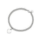 Bracelet de perles Plaque Cœur en argent 925 millièmes et diamant, 4 mm