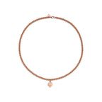Collier de perles Plaque Cœur en or rose 18 carats. Mini.