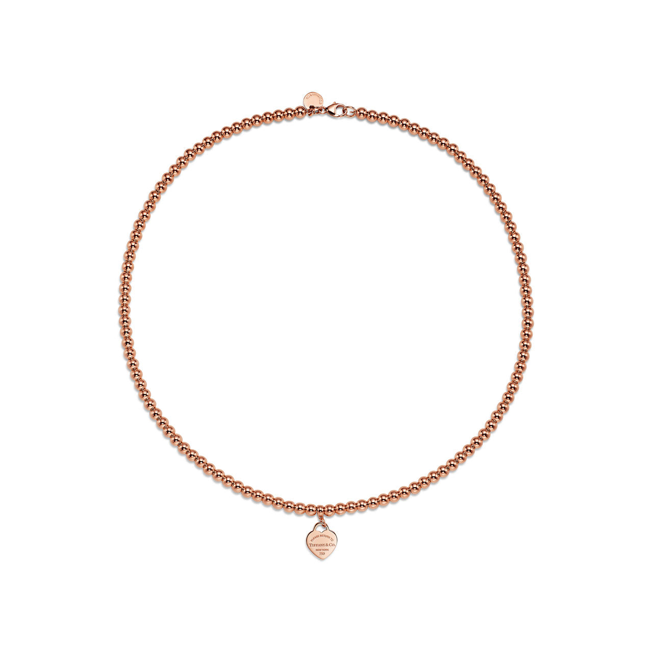 Collier de perles Plaque Cœur en or rose 18 carats. Mini.