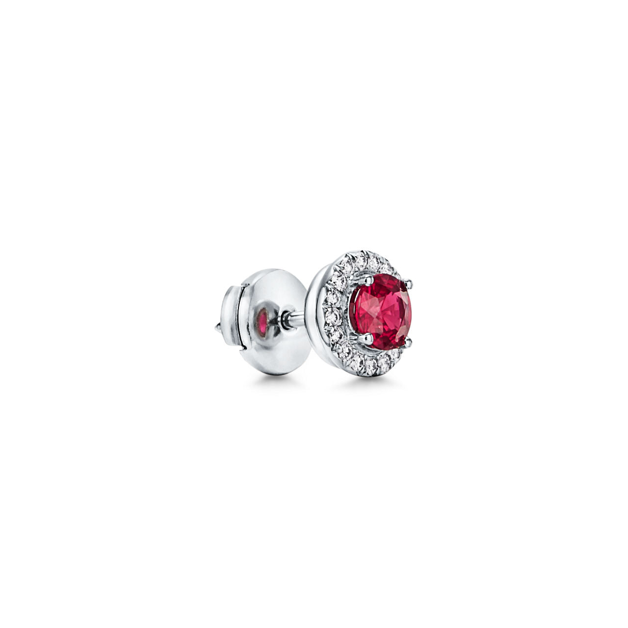 Boucles d’oreilles en platine 950 millièmes avec rubis et diamants
