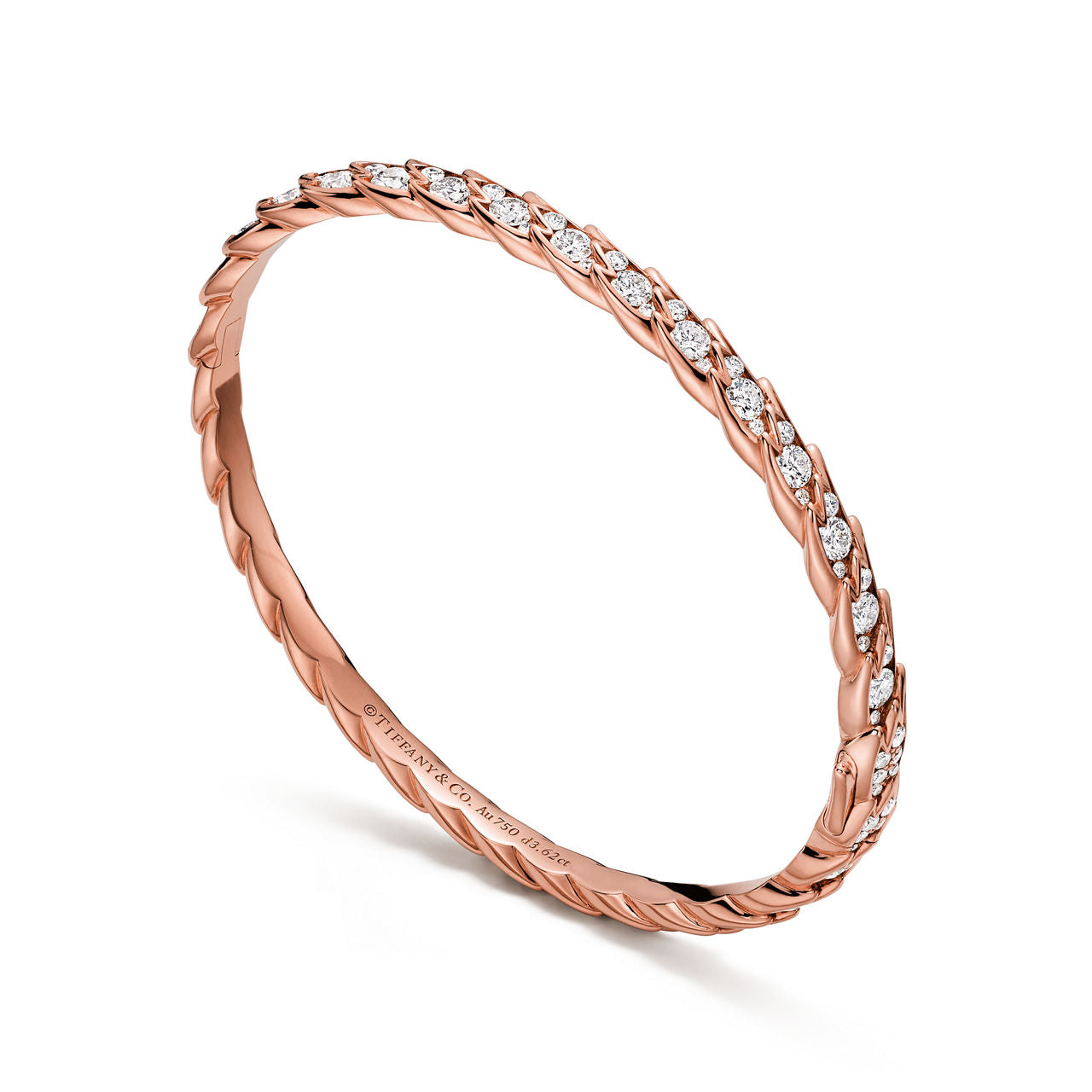 Bracelet jonc étroit Wings en or rose 18 carats et diamants