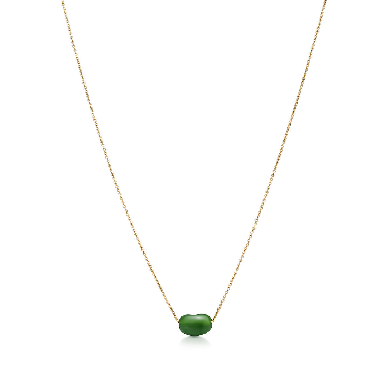 Pendentif Bean design en or jaune et jade néphrite vert