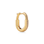 Boucles d’oreilles Lock en or jaune et diamants pavés, Small