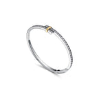 Bracelet jonc Bypass à charnière en platine 950 millièmes, or jaune 18 carats et diamants