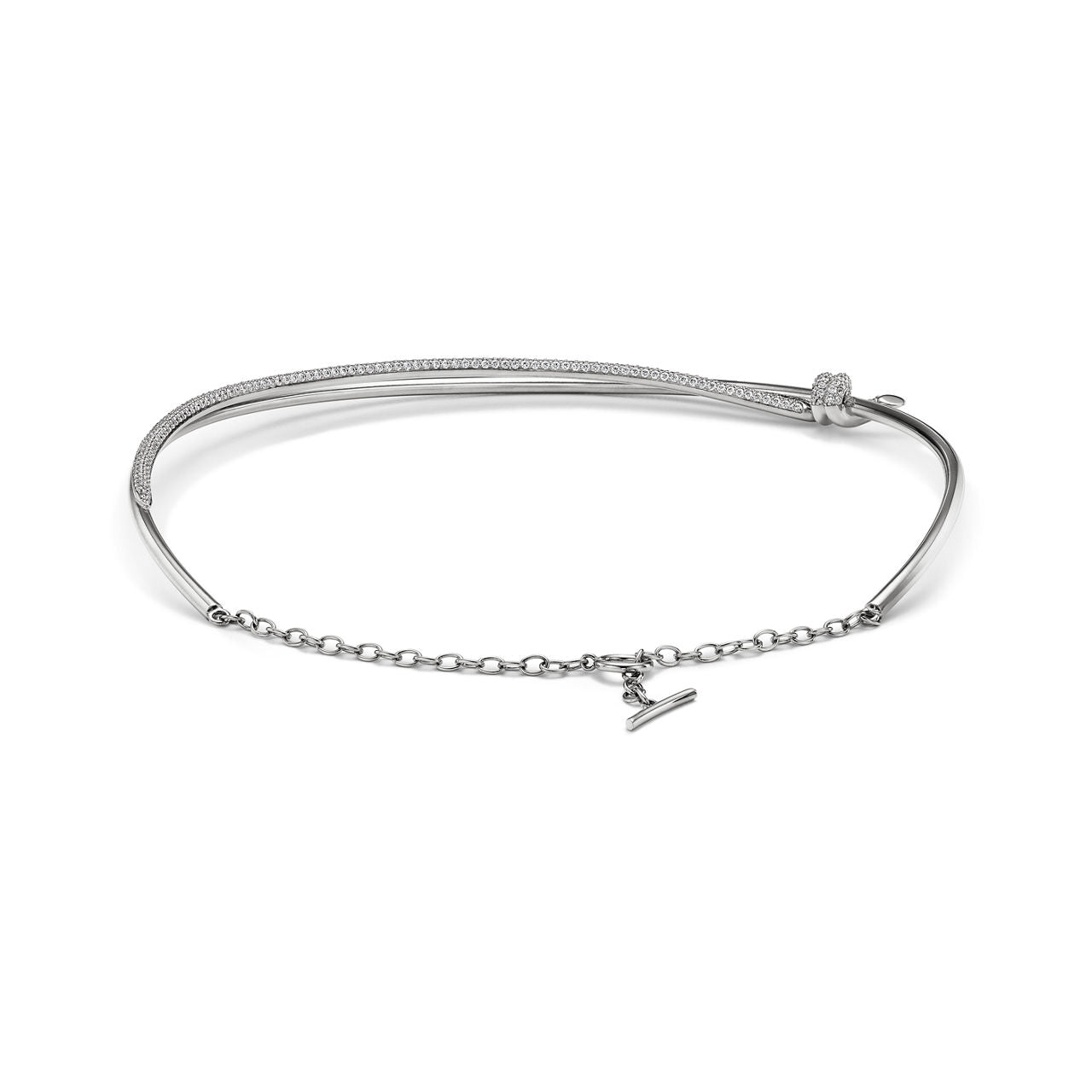 Collier double rang en or blanc 18 carats et diamants