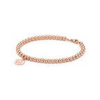 Bracelet de perles Plaque Cœur en or rose 18 carats. 4 mm.