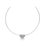 Collier Wire Bean en platine 950 millièmes et pavé de diamants. 20 mm.