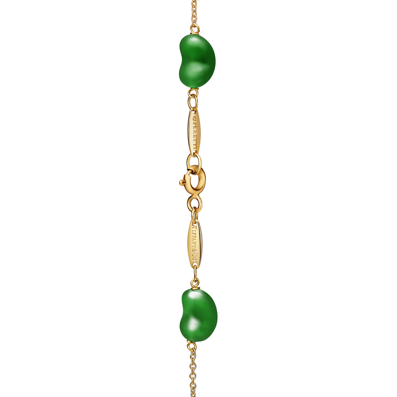 Bracelet Bean design en or jaune et jade néphrite vert