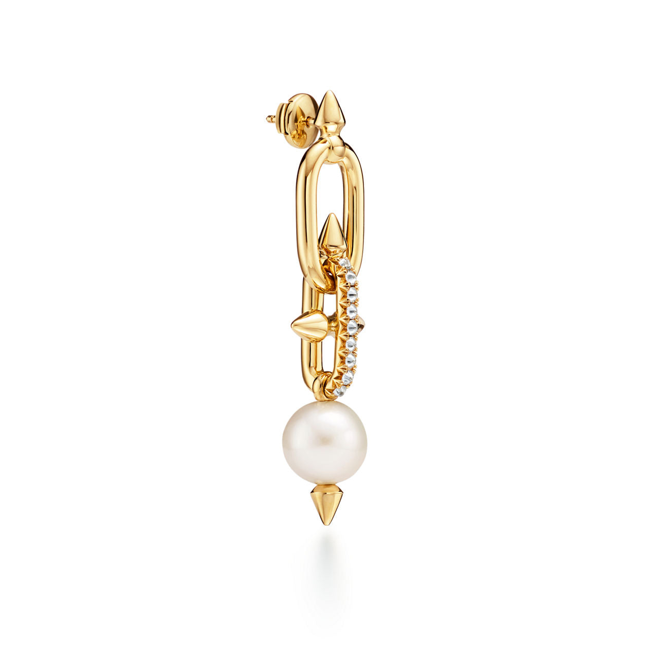 Boucles d’oreilles Perles, or jaune, diamants