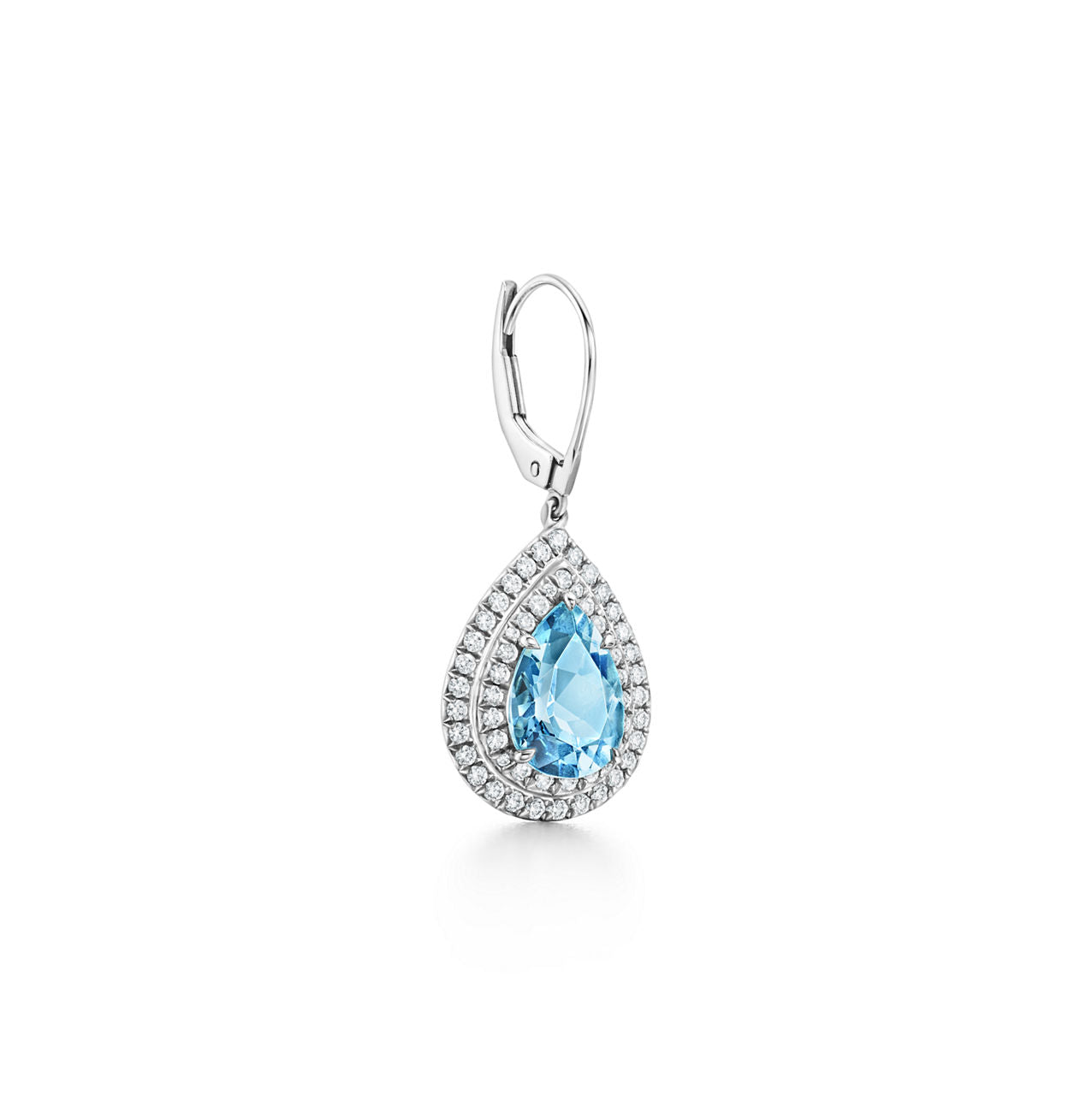 Boucles d’oreilles en platine 950 millièmes avec aigues-marines et diamants
