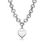 Collier Plaque Cœur en argent 925 millièmes et diamant. Medium