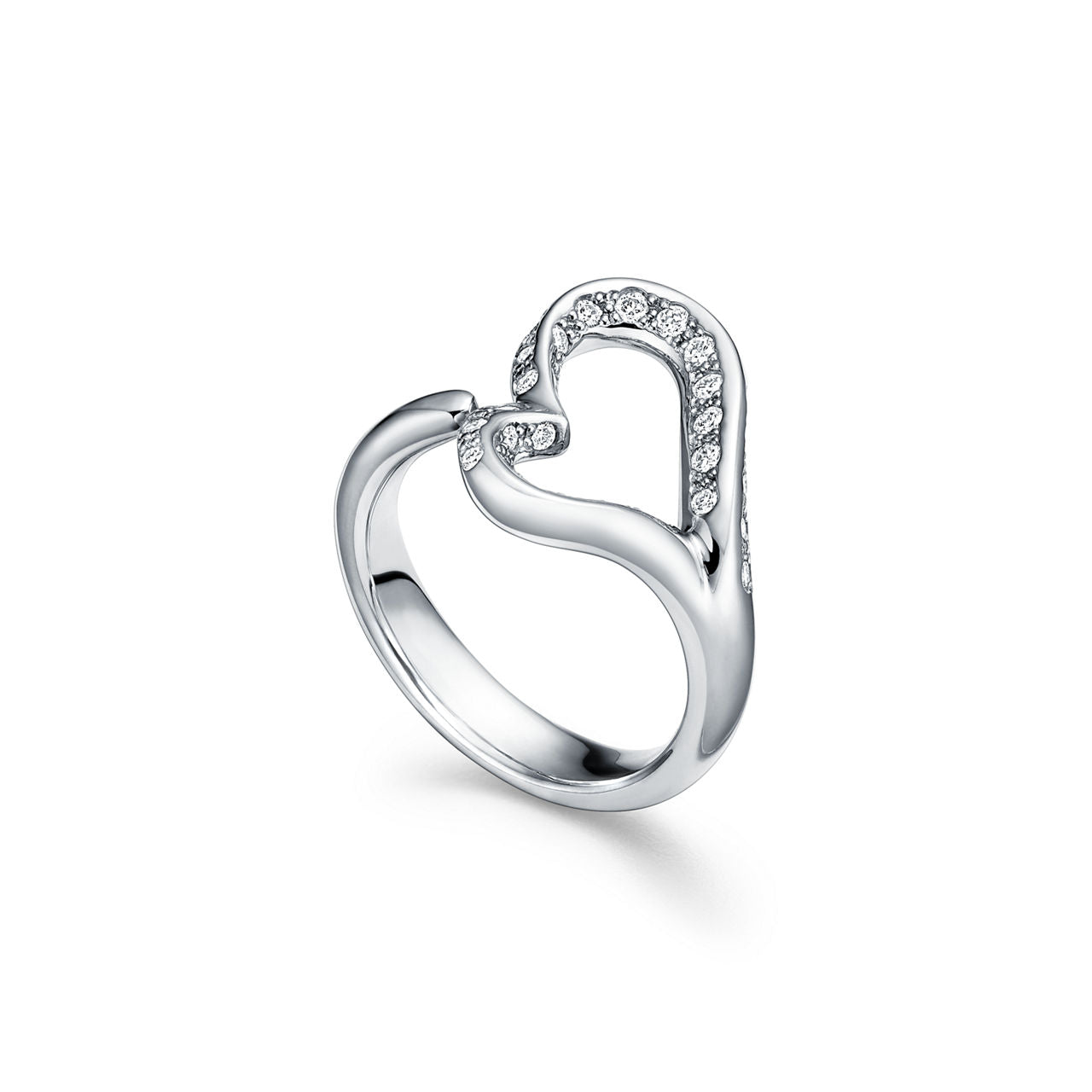 Elsa Peretti® Bague Open Heart en platine 950 millièmes pavé de diamants