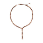 Collier goutte d’eau motif vigne en or rose 18 carats et diamants