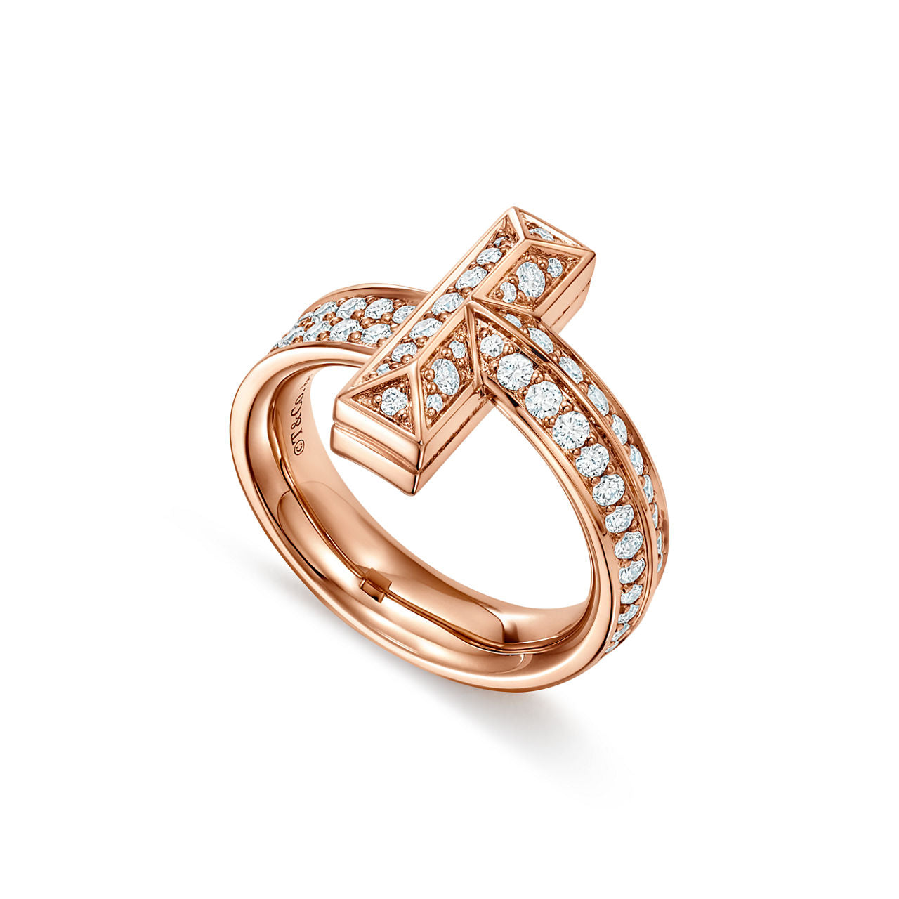 Tiffany T Bague T1 en or rose et diamants