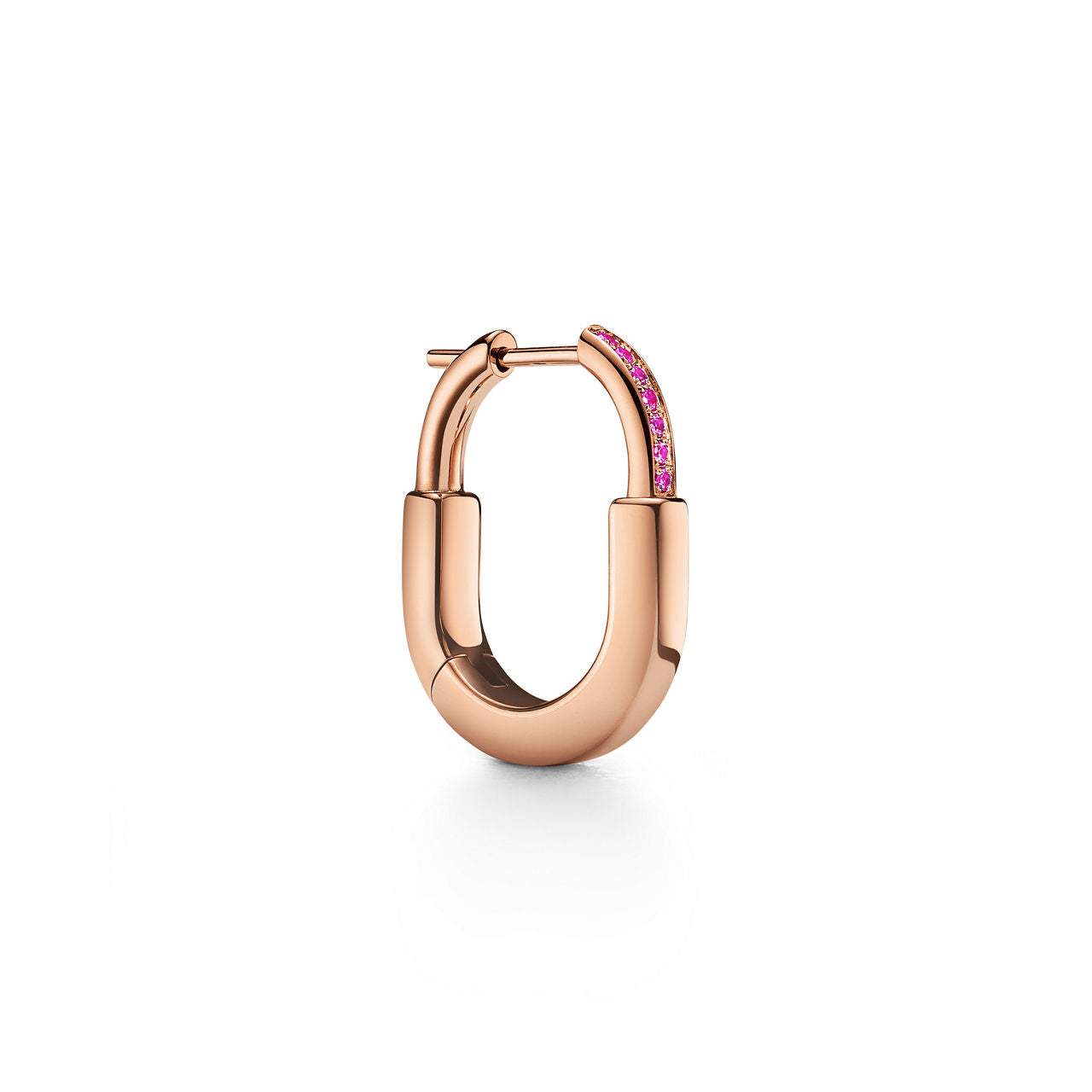 Boucles d’oreilles en or rose et saphirs roses. Small.