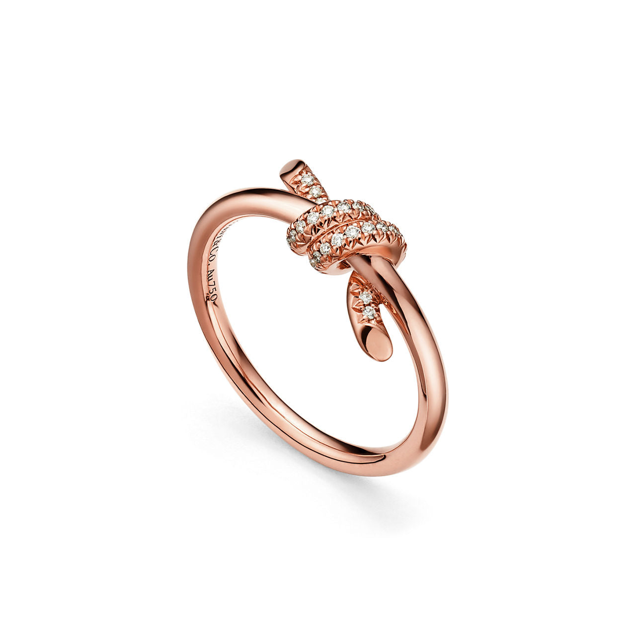 Tiffany Knot Bague en or rose 18 carats et diamants