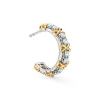 Boucles d’oreilles créoles en platine, or jaune et diamants