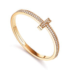 Bracelet jonc à charnière large T1 orné de diamants en or jaune 18 carats