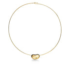 Collier Wire Bean en or 18 carats et pavé de diamants. 20 mm.
