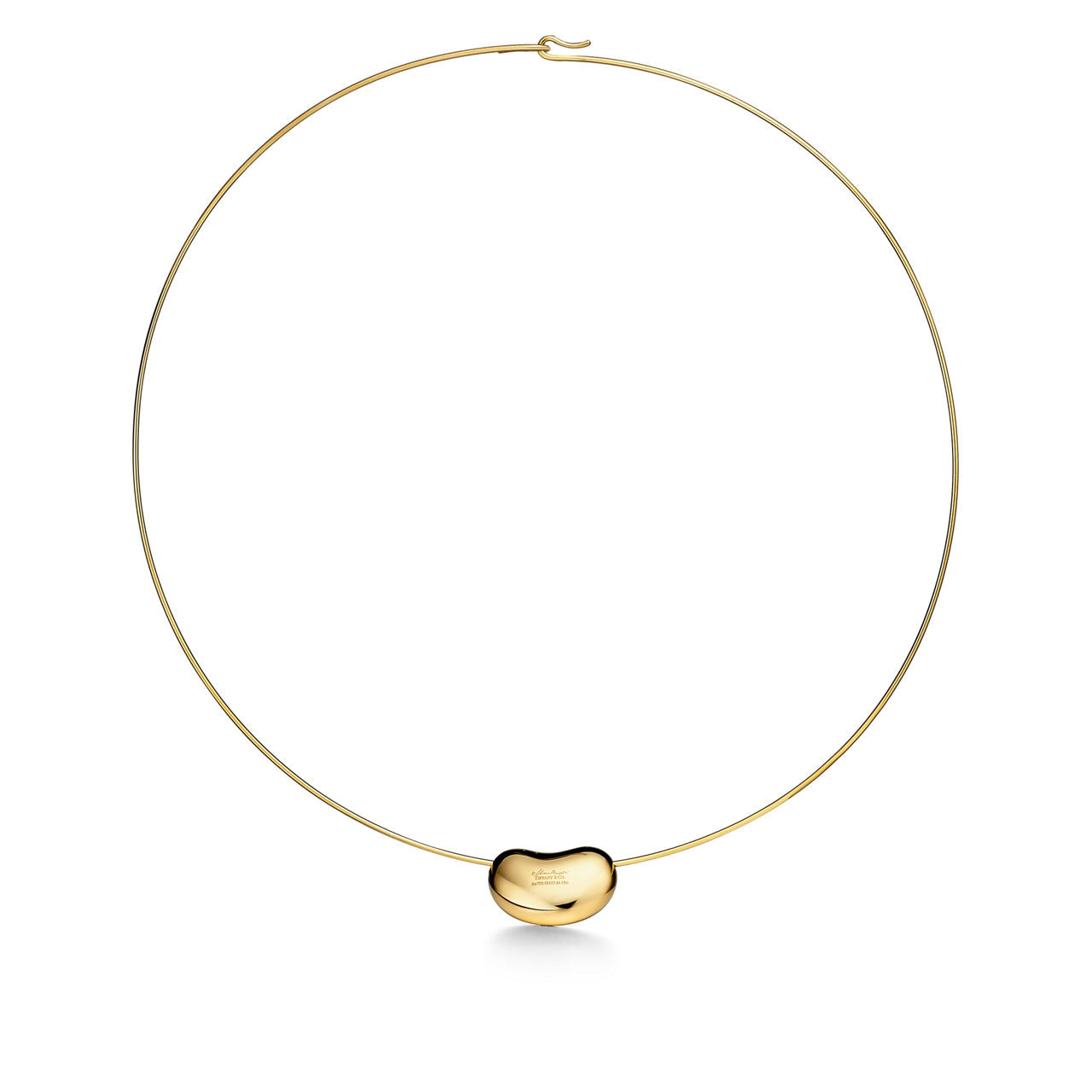 Collier Wire Bean en or 18 carats et pavé de diamants. 20 mm.