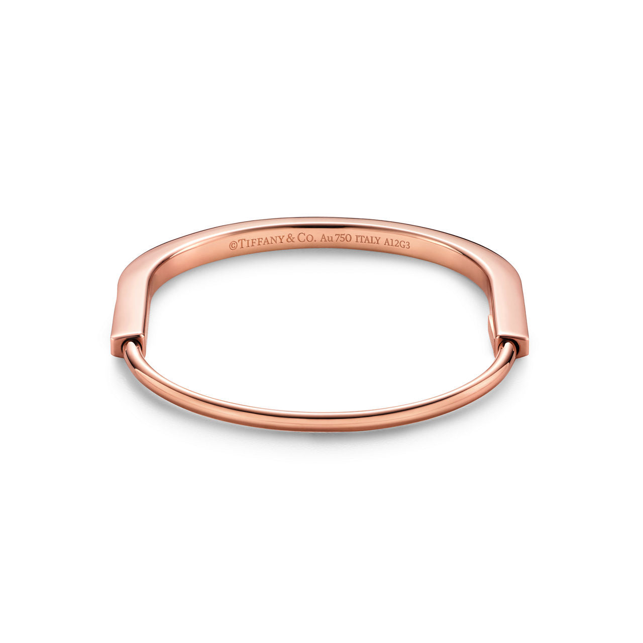 Bracelet jonc étroit en or rose 18 carats et saphirs roses