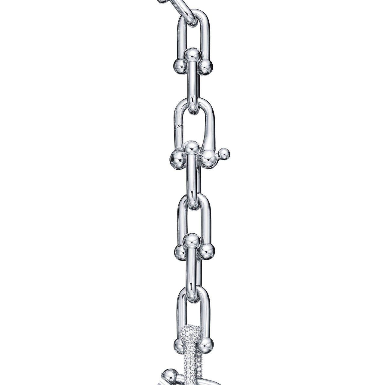 Bracelet à maillons larges en or blanc 18 carats et diamants