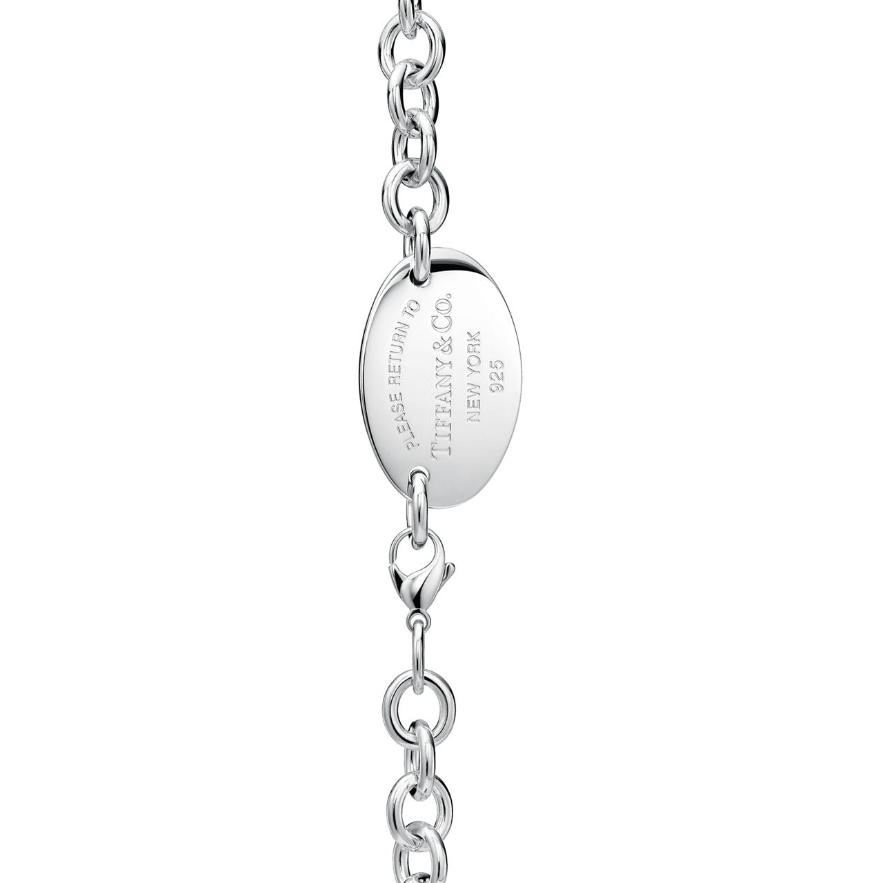 Collier Plaque ovale en argent 925 millièmes, 39,4 cm