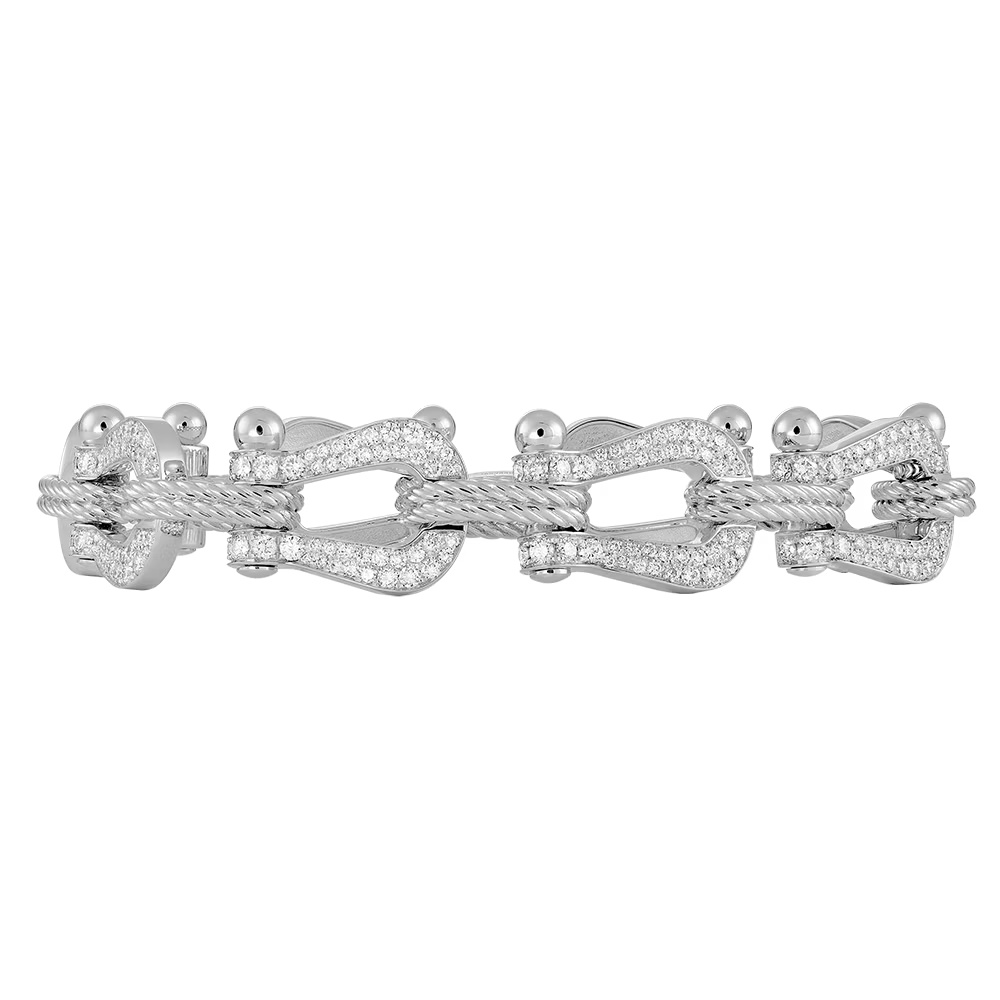 Bracelet Force 10, multiple manilles, pavé, grand modèle