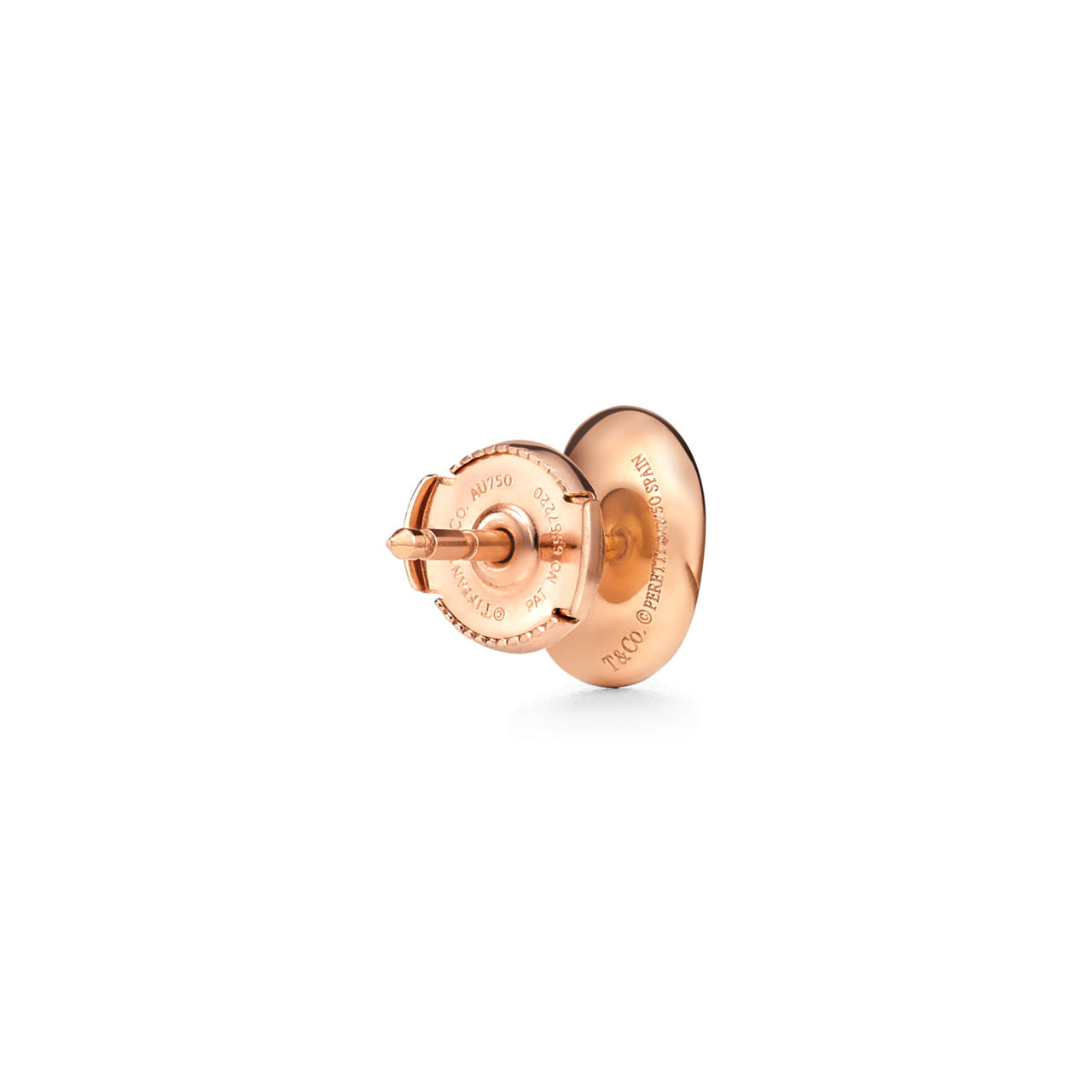 Boucles d’oreilles Bean design en or rose 18 carats et diamants. 9 mm.