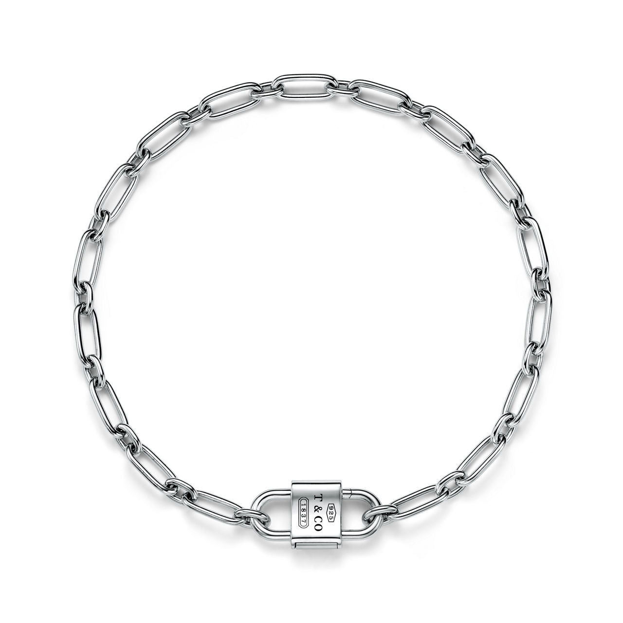 Collier cadenas à double anse en argent 925 millièmes. Large.