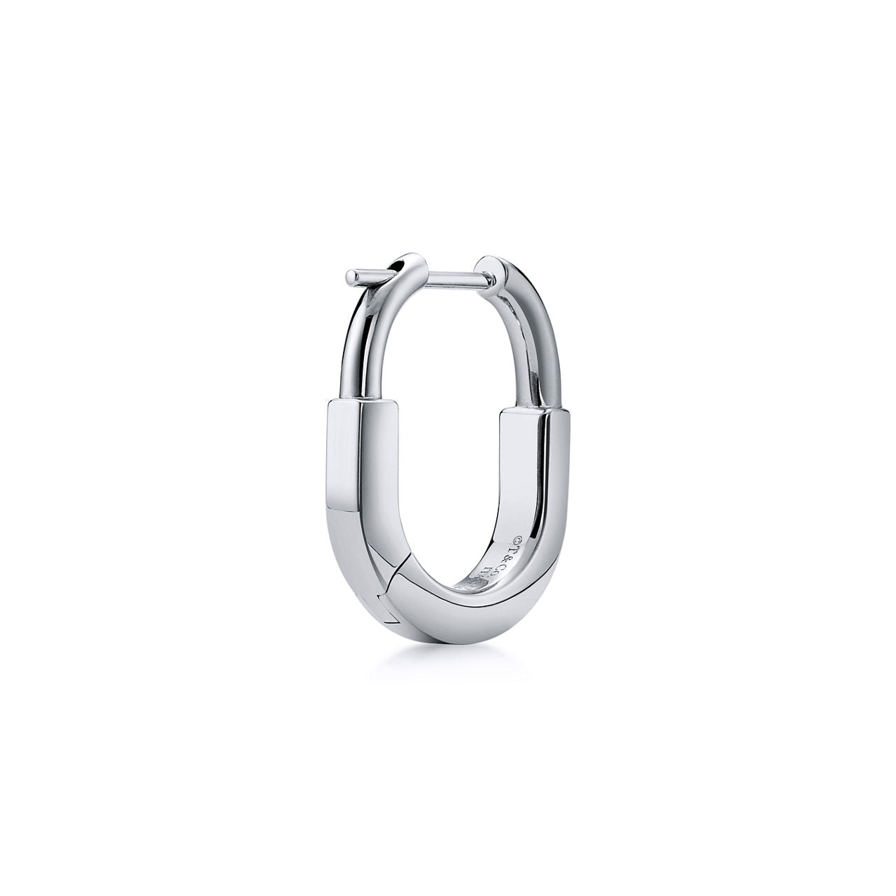 Boucles d’oreilles Lock en or blanc et diamants pavés, Small