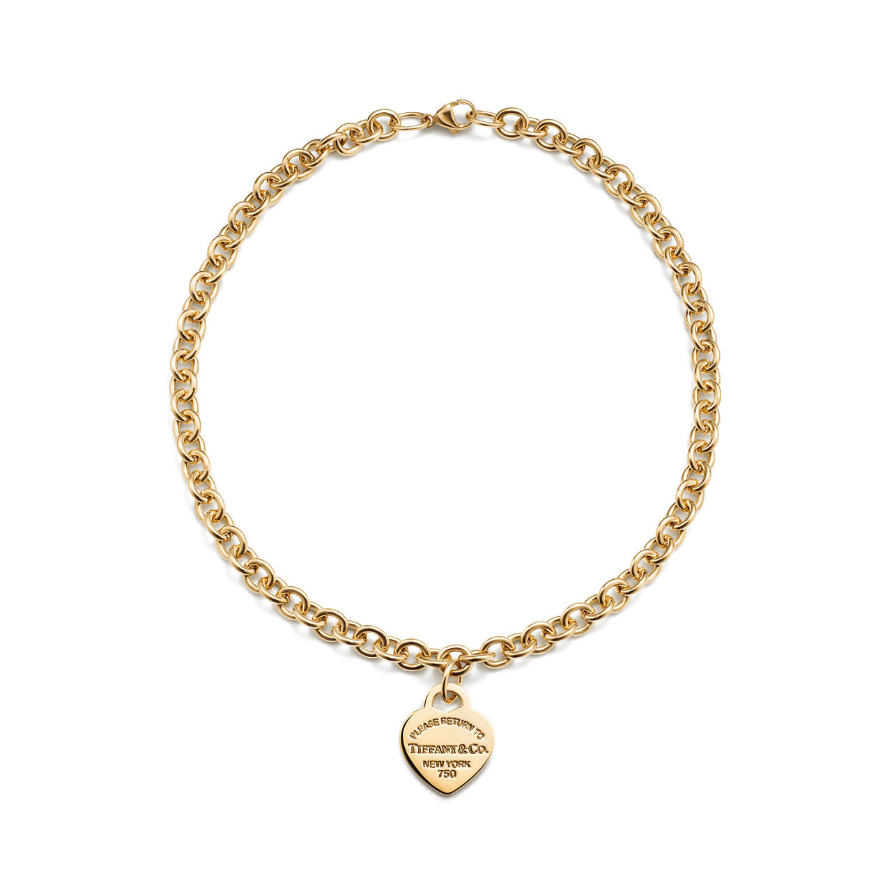 Collier Plaque Cœur en or jaune 18 carats. Medium.