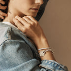 Bracelet jonc à charnière, trois rangs