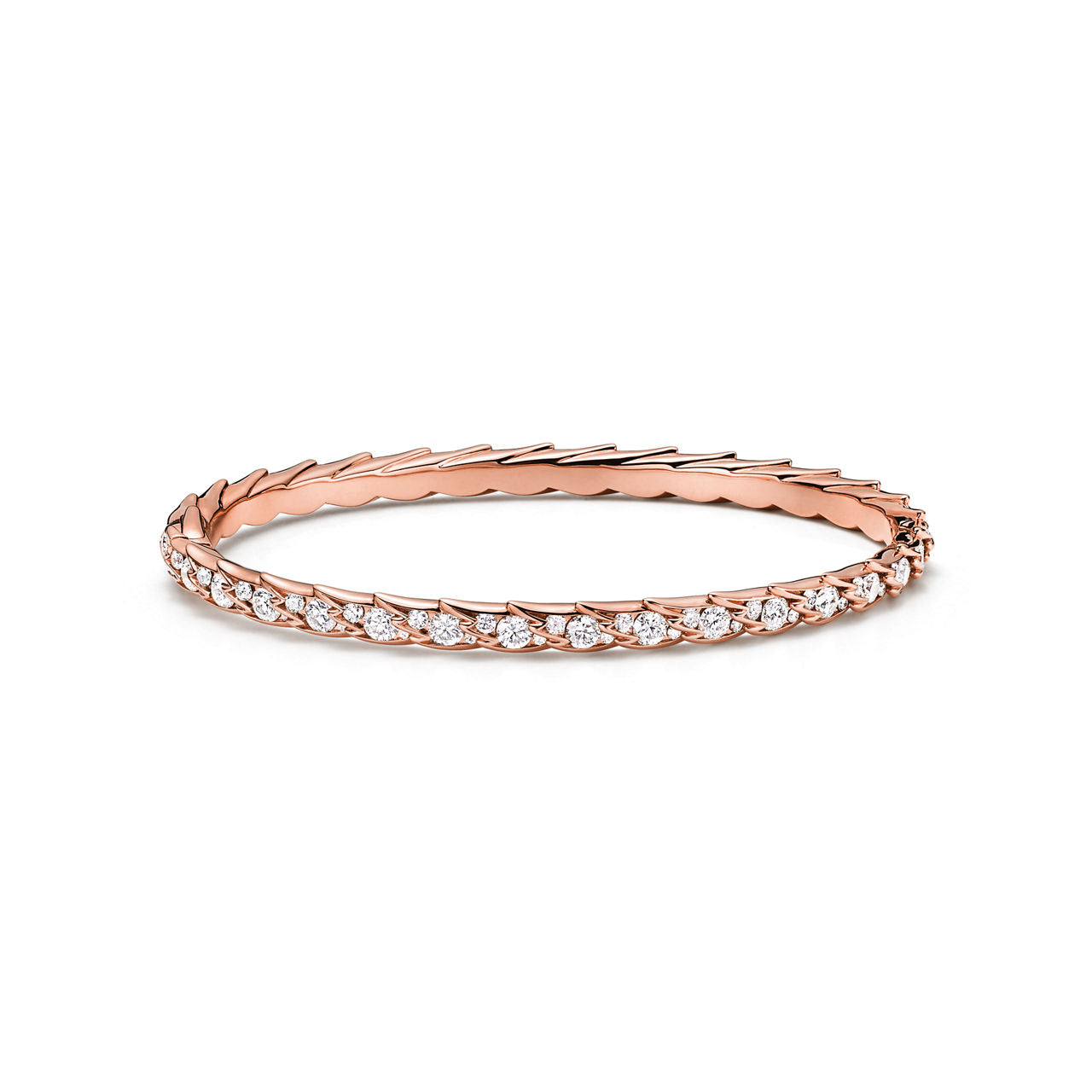 Bracelet jonc étroit Wings en or rose 18 carats et diamants