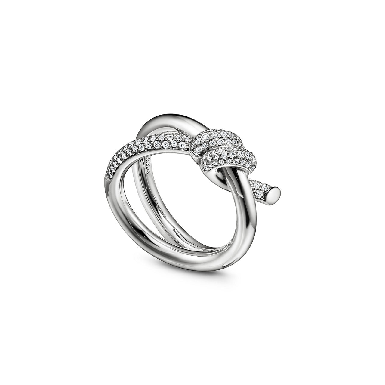 Tiffany Knot Bague double rang en or blanc 18 carats et diamants