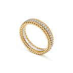 Tiffany Rope Bague X à deux rangs en or jaune, platine et diamants