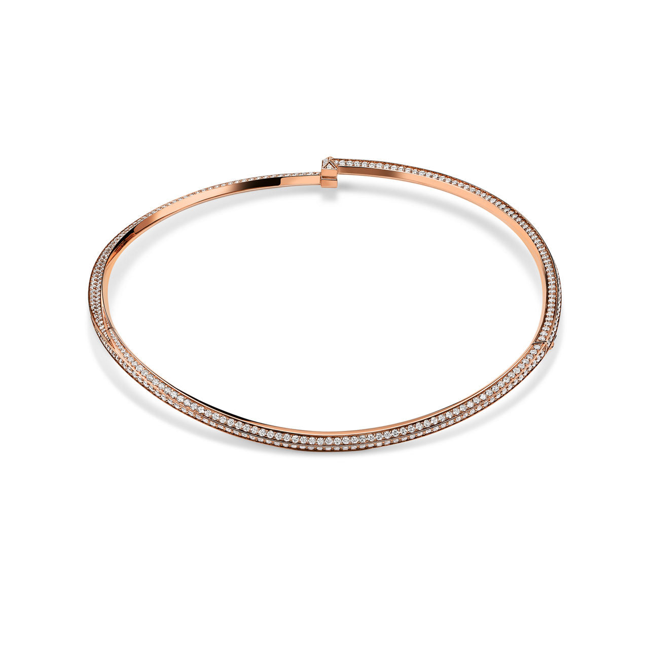Collier T1 pavé de diamants en or rose