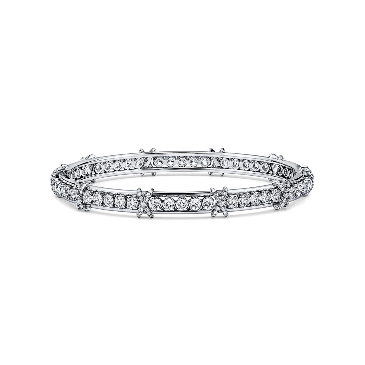 Bracelet jonc en platine 950 millièmes et diamants