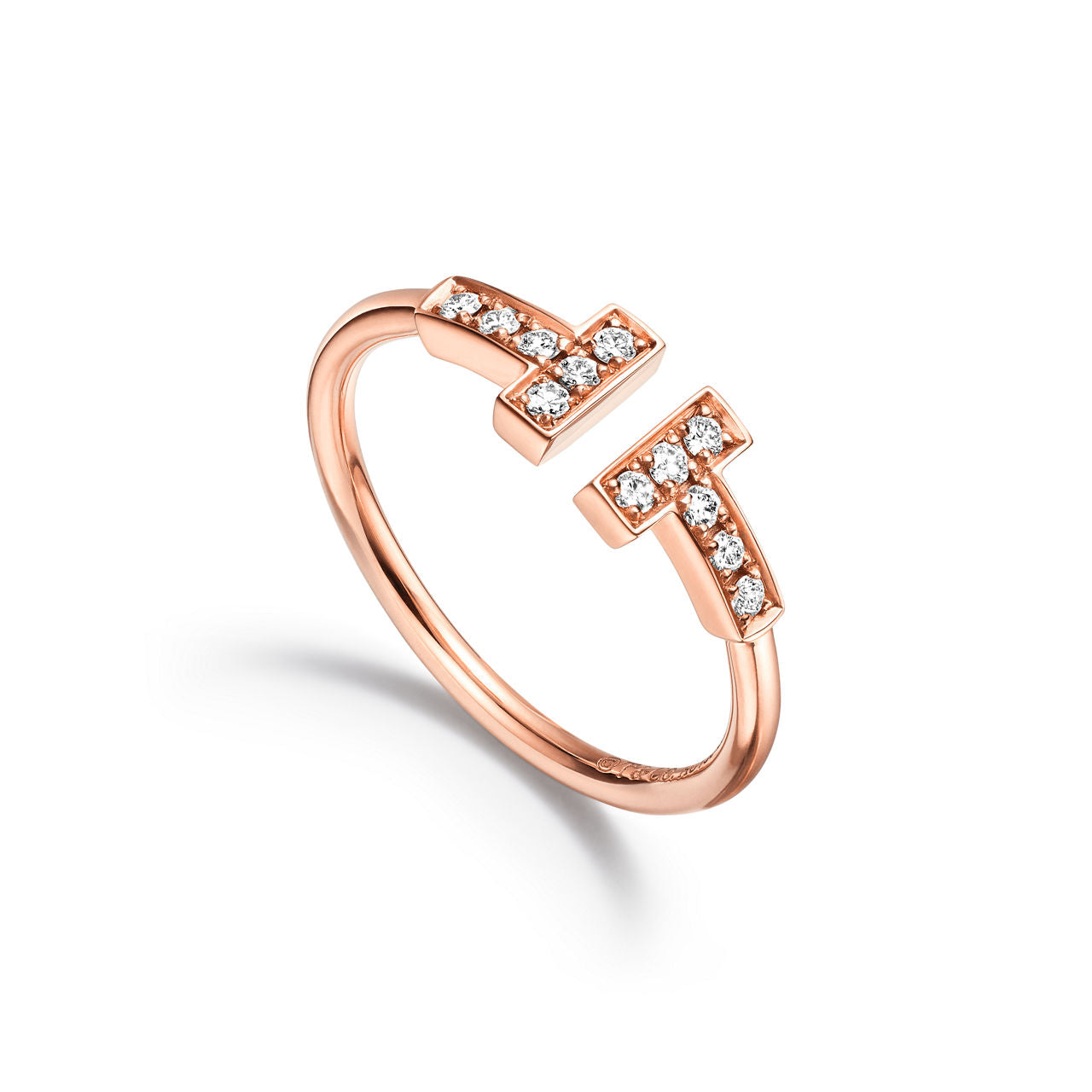 Tiffany T Bague Wire ornée de diamants en or rose