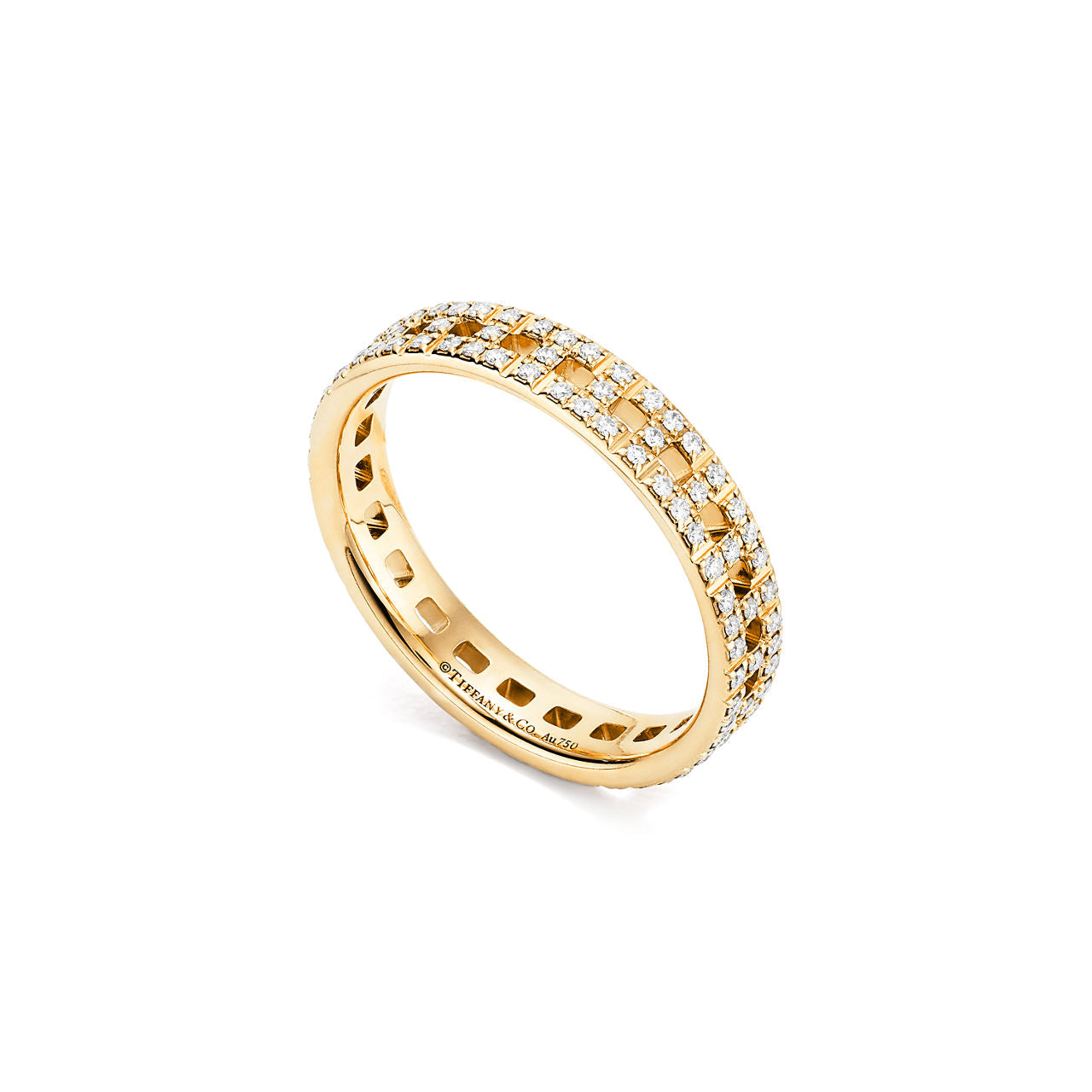 Tiffany T Bague True étroite en or 18 carats et pavé de diamants