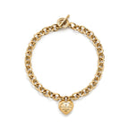 Collier Cœur Plein avec fermoir à bascule en or jaune avec diamants