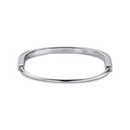 Bracelet jonc étroit en or blanc 18 carats et pavé de diamants demi-cercle
