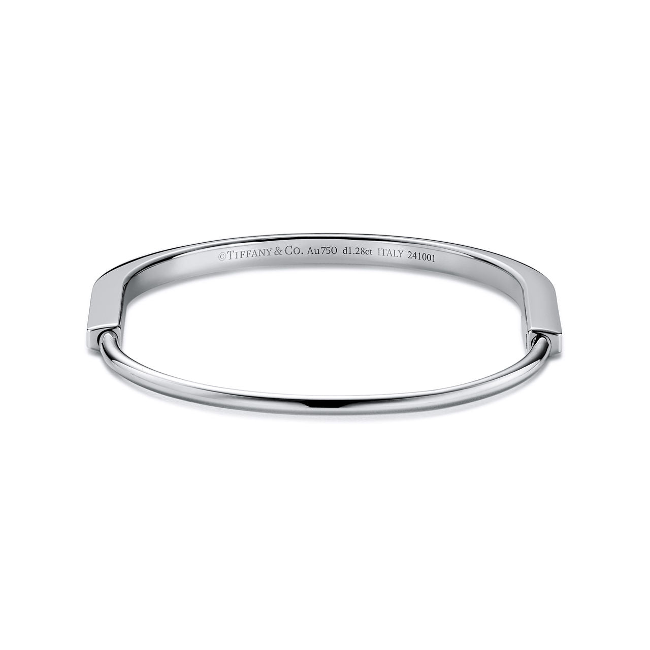 Bracelet jonc étroit en or blanc 18 carats et pavé de diamants demi-cercle