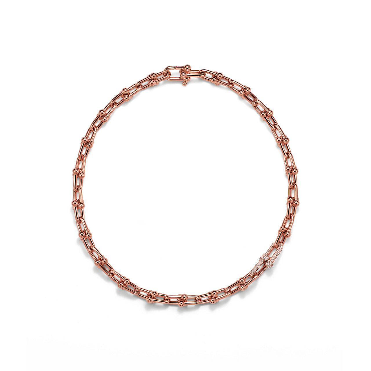 Collier à maillons. Medium en or rose et diamants