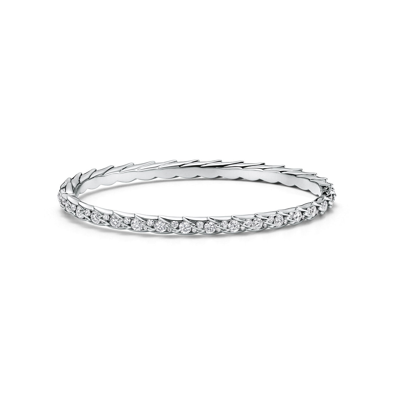 Bracelet jonc Wings étroit en platine et diamants