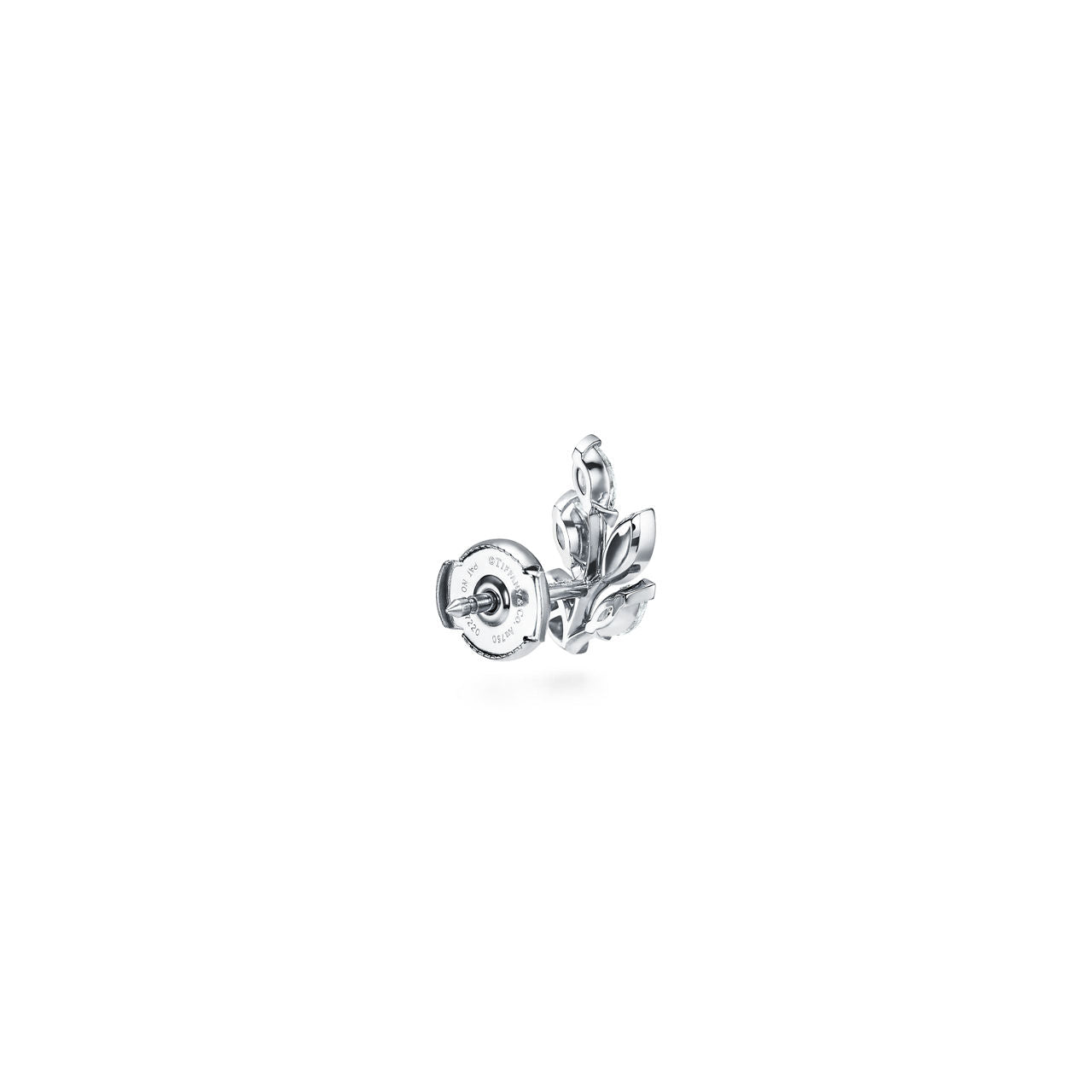 Boucles d’oreilles motif rameau en platine et diamants