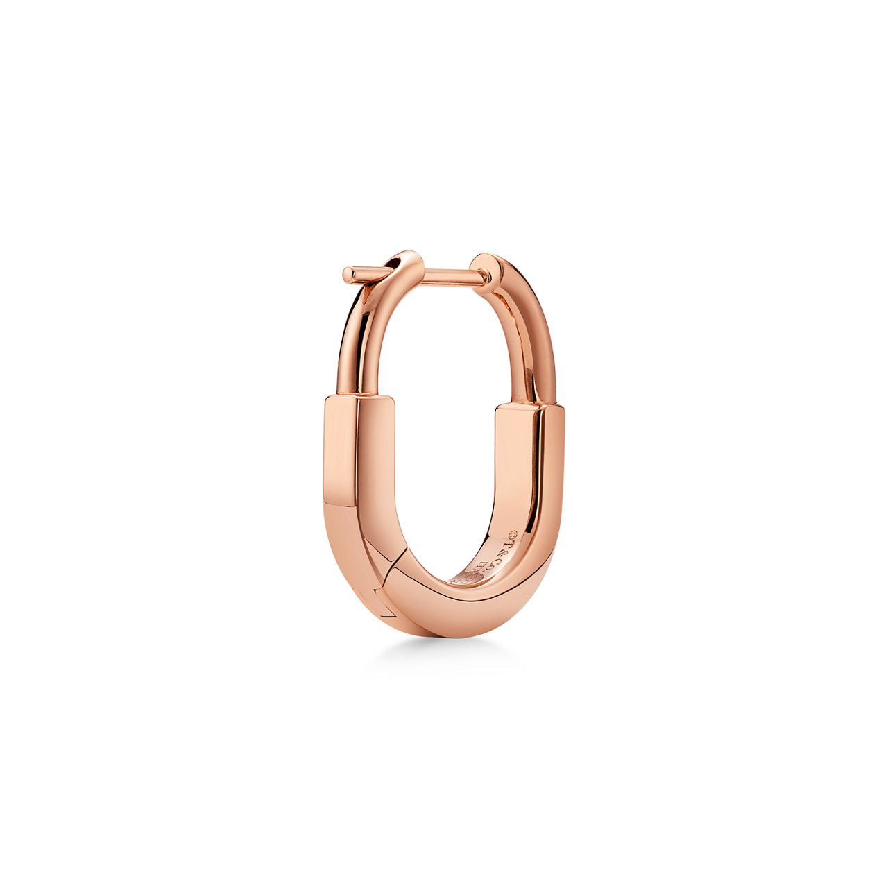 Boucles d’oreilles Lock en or rose et diamants pavés, Small
